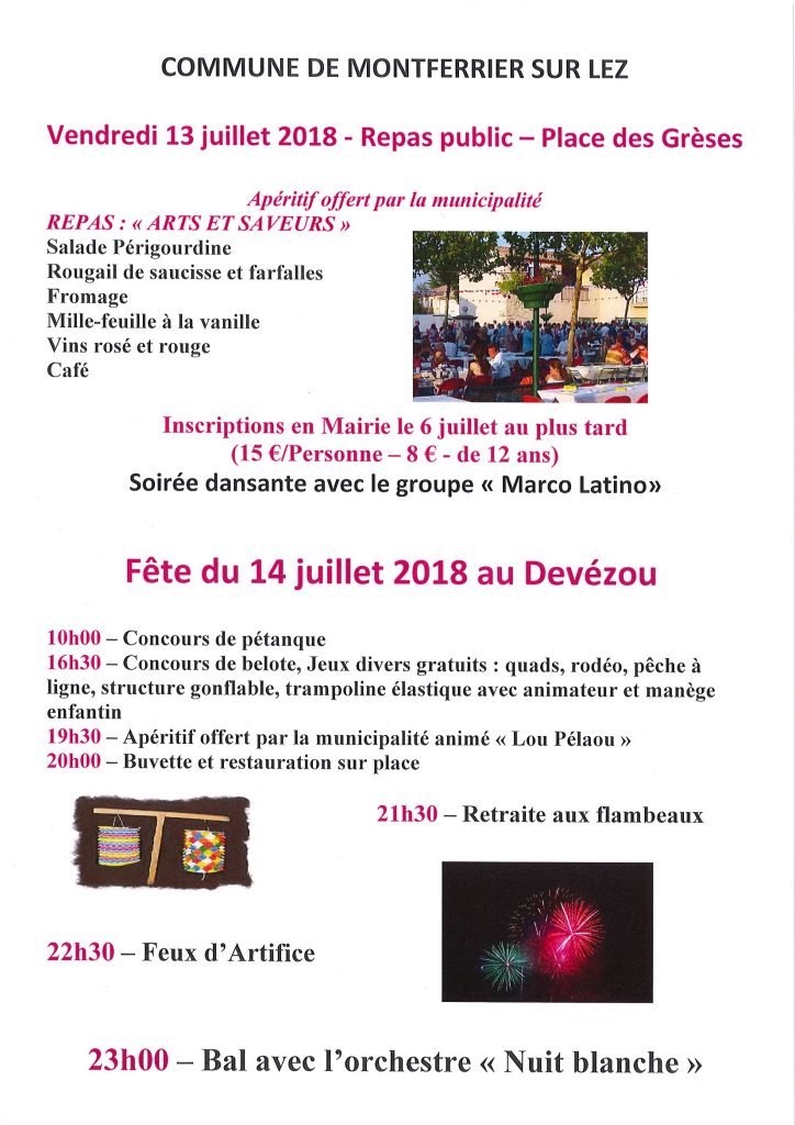 Montferrier-sur-Lez, 13 et 14 juillet | programme